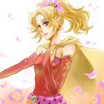  aduma bad_id bad_pixiv_id blonde_hair bow cape earrings elbow_gloves final_fantasy final_fantasy_vi gloves jewelry lipgloss lips long_hair pink_bow ponytail purple_eyes smile solo tina_branford 