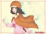  bad_id bad_pixiv_id bakemonogatari black_hair brown_eyes cabbie_hat hat jacket_on_shoulders monogatari_(series) ramta sengoku_nadeko solo 