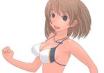  :p bikini blue_eyes breasts brown_hair copyright_request jewelry kiriman_(souldeep) large_breasts necklace solo swimsuit tongue tongue_out 