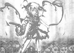  flandre_scarlet greyscale hanuu monochrome skull solo touhou 