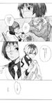  2boys bad_id bad_pixiv_id chair comic crossed_arms cup eyepatch greyscale highres monochrome mug multicolored_hair multiple_boys mutsuki_tooru naz_(tkg) necktie sasaki_haise shirazu_ginshi short_hair sitting table tokyo_ghoul tokyo_ghoul:re translated two-tone_hair 