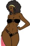  1girl afro aloe_(pokemon) bikini breasts curvy dark_skin gym_leader large_breasts navel nintendo pokemon swimsuit 