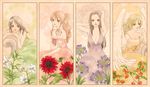  allium art_nouveau black_hair boa_hancock border chinese_lantern couch dress feathered_wings female flower formal green_dress green_hair harpy hozuki leaning lily_(flower) monet_(one_piece) monster_girl multiple_girls nami nami_(one_piece) nico_robin off_shoulder one_piece orange_dress orange_hair pink_dress plant ponytail print_dress purple_dress sitting strapless sunflower tattoo tomatillo wings winter_cherry 