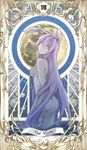  animal_ears art_nouveau ass back breasts bunny_ears flower full_moon highres long_hair looking_at_viewer looking_back medium_breasts mephist-pheles moon nude pink_eyes purple_hair reisen_udongein_inaba roman_numerals sideboob solo tarot touhou very_long_hair wading wet wolf 
