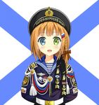  aiguillette anchor_symbol arms_behind_back belt bird blonde_hair blue_eyes blue_sailor_collar blush braid cross cyrillic eagle flag flag_print green_eyes hat heterochromia looking_at_viewer medal military military_hat military_uniform naval_uniform navy open_mouth original patches phanc pork_pie_sailor_hat print_ornament real_life ribbon russia russian russian_clothes russian_flag russian_navy sailor_collar sailor_hat saltire ship shirt short_hair smile solo soviet st._andrew's_flag star striped striped_shirt telnyashka uniform watercraft 