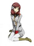  boots brown_eyes female full_body gundam gundam_lost_war_chronicles headset military_uniform nanasi-g noel_anderson simple_background solo uniform white_background 