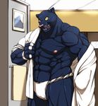  cat clothing feline fundoshi invalid_color male mammal muscles panther solo surprise underwear undressing 