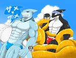  anthro beach cetacean clothing fish googles male mammal marine muscles orca seaside shark speedo sun swimsuit tentacles wet whale 