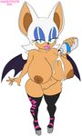  2015 anthro areola bat big_breasts breasts erect_nipples female habbodude huge_breasts looking_at_viewer mammal nipples nude oil pussy ravnic rouge_the_bat solo sonic_(series) wings 