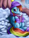  2015 book equine female feral friendship_is_magic grennadder hat mammal my_little_pony pegasus rainbow_dash_(mlp) smile solo tears wings 