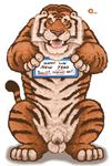  balls dakota-bear feline feral male mammal open_mouth sheath simple_background solo text tiger tongue tongue_out 