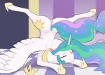  2015 anus arareroll equine female feral friendship_is_magic horn mammal my_little_pony one_eye_closed princess_celestia_(mlp) pussy solo spread_legs spreading tiara weapon winged_unicorn wings 