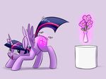  2015 ass_up cutie_mark equine female feral flower friendship_is_magic glowing hair horn levitation magic mammal my_little_pony plant purple_eyes purple_hair solo twilight_sparkle_(mlp) underpable winged_unicorn wings 