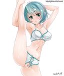  bad_id bad_pixiv_id bra breasts bukkake crotchless_panties cum cum_on_body cum_on_hair dated ginko_(silver_fox) large_breasts leg_up looking_at_viewer mahou_shoujo_madoka_magica miki_sayaka panties pussy solo split standing standing_on_one_leg standing_split underwear underwear_only watermark web_address 