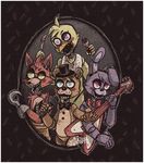  animatronic avian bear bird blood blue_eyes bonnie_(fnaf) bow_tie canine chica_(fnaf) chicken female five_nights_at_freddy&#039;s fox foxy_(fnaf) freddy_(fnaf) glowing glowing_eyes guitar hat hook lagomorph machine male mammal mechanical musical_instrument purple_eyes rabbit robot top_hat video_games yellow_eyes 