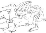  2015 anthro balls breasts canine claws digital_media_(artwork) dracobat dragon duo female hair hybrid male male/female mammal monochrome nude penetration penis raised_tail scalie sex simple_background sketch spread_legs spread_wings spreading vaginal vaginal_penetration vibrantechoes wings wolf 