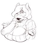  &lt;3 anthro big_breasts blush breasts canine chubby cleavage clothed clothing dog drooling female huge_breasts husky keyhole_turtleneck mammal opal_(tsudanym) penis saliva sketch sweater tsudanym 