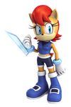  anthro archie_comics blue_eyes boots breasts brown_fur clothing elesis-knight_(artist) fur hair midriff official_art red_hair sally_acorn shorts sonic_(series) 