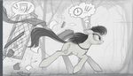  2015 bag black_hair break_out comb cutie_mark earth_pony equine female feral friendship_is_magic hair horse hurry mammal monochrome my_little_pony octavia_(mlp) outside pony solo tree window yakovlev-vad 