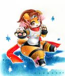  blush brown_eyes brown_fur brown_hair canine dog female fur hair kemono mammal mash_(artist) ninja 