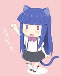  animal_ears blue_hair bow cat_ears chibi furude_rika gaou higurashi_no_naku_koro_ni long_hair pink_bow purple_eyes 