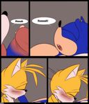  2015 blush comic crazedg eyes_closed fellatio licking male male/male miles_prower oral penis precum sex sonic_(series) sonic_the_hedgehog text tongue tongue_out 