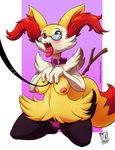  2015 braixen breasts clothing collar eyewear female glasses leash nintendo nipples open_mouth panties petplay pok&eacute;mon roleplay solo tongue tongue_out underwear video_games zwitterkitsune 