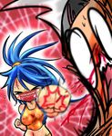  &gt;_&lt; battle_girl_(pokemon) blood blue_hair blush breasts eyes_closed nipples npc_trainer pokemon pokemon_oras punch punching see-through tears yuuki_(pokemon) yuuki_(pokemon)_(remake) 