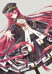  absurdres akitsuki_tsukasa cross fantasy garter_straps hat highres long_hair military military_uniform original red_eyes red_hair solo thighhighs uniform very_long_hair 