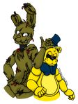  animatronic bear bow_tie five_nights_at_freddy&#039;s five_nights_at_freddy&#039;s_3 golden_freddy_(fnaf) hat lagomorph machine male mammal mechanical rabbit robot rons13_(artist) springtrap_(fnaf) top_hat video_games 