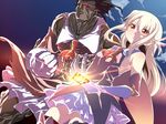  1girl berserker card cosplay dark_skin fate/kaleid_liner_prisma_illya fate/stay_night fate_(series) illyasviel_von_einzbern kurorettsu magical_girl prisma_illya prisma_illya_(cosplay) white_hair 