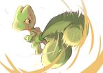  from_behind gen_3_pokemon looking_back motion_lines no_humans pokemon pokemon_(creature) simple_background tail tail_whip transistor treecko white_background 