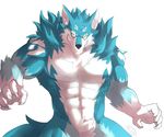  abs biceps big_muscles canine chest_tuft fur male mammal muscles o-ro pecs teeth tuft wolf yellow_eyes 