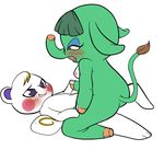  aku_no_novi animal_crossing anthro big_breasts blue_eyes blush breasts butt duo female green_hair hair male mammal marshal_(animal_crossing) nintendo nipples opal_(animal_crossing) open_mouth overweight penetration pussy rodent sex squirrel video_games 
