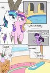  bed bedroom building colored comic dialogue digital_media_(artwork) english_text equine fearingfun female friendship_is_magic greyscale horn male mammal monochrome my_little_pony princess_cadance_(mlp) shining_armor_(mlp) text twilight_sparkle_(mlp) unicorn winged_unicorn wings 