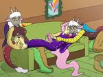  &lt;3 2015 anthro anthrofied antlers basket bdsm blue_eyes blush bondage bound caroo clone crossgender cum discord_(mlp) domination draconequus equine erection eris_(mlp) feather female female_domination fluttershy_(mlp) friendship_is_magic hair horn inside lying male mammal my_little_pony pegasus penis piercing red_eyes rope rubber shiny sleep_sack sofa tickle_torture tickling white_hair wings 