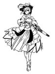  2014 armor artist_name artoria_pendragon_(all) dated dress fate/stay_night fate/unlimited_codes fate_(series) full_body greyscale hair_ribbon mariel_cartwright monochrome ribbon saber saber_lily sheath simple_background solo sword unsheathing weapon white_background 