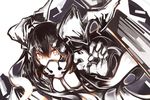  anchorage_water_oni black_hair covered_mouth deel_(rkeg) downscaled horns kantai_collection long_hair md5_mismatch orange_eyes resized shinkaisei-kan simple_background solo white_background white_skin 