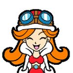  1girl animated animated_gif laughing laught lowres mona mona_(warioware) motorcycle_helmet nintendo orange_hair warioware 