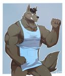  2014 biceps big_muscles canine chest_tuft eyewear fur glasses male mammal muscles o-ro pecs tuft 