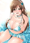  bad_id bad_pixiv_id bikini blush breasts brown_eyes brown_hair choker cleavage hairband idolmaster idolmaster_cinderella_girls inu_(marukome) large_breasts long_hair looking_at_viewer nitta_minami open_mouth smile solo swimsuit venus_syndrome 