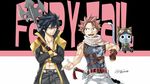  aviator_cap cat copyright_name end_card fairy_tail flight_goggles gloves gray_fullbuster halberd happy_(fairy_tail) mashima_hiro multiple_boys natsu_dragneel non-web_source official_art polearm scarf sword tattoo wallpaper weapon 