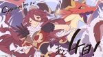  black_gloves boobplate breastplate brown_eyes brunhilda_(dragalia_lost) commentary_request copyright covered_navel dragalia_lost dragon eyebrows_visible_through_hair fang fur_trim gloves hair_between_eyes headpiece highres horns long_hair mym_(dragalia_lost) official_art one_eye_closed puffy_short_sleeves puffy_sleeves red_hair see-through short_sleeves very_long_hair 