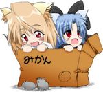  animal_ears arcueid_brunestud bow box cardboard_box for_adoption in_box in_container len lowres mikan_box mouse multiple_girls sweater tsukihime 