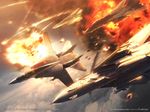  ace_combat ace_combat_5 aerial_battle aircraft battle dogfight dogfighting drop_tank f-14 missiles multiple_aircraft namco official_art wallpaper wardog_sqadron wardog_squadron 