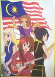  akiyama_mio china_dress chinese_clothes dress flag hirasawa_yui k-on! kotobuki_tsumugi malaysia multiple_girls tainaka_ritsu 