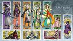  akechi_mitsuhide akechi_mitsuhide_(sengoku_musou) armor ba_gua black_hair brown_hair da_ji fashi_sanzang fu_xi highres long_hair marow mori_ranmaru musou_orochi musou_orochi_2 nouhime nu_wa oda_nobunaga oichi purple_hair purple_skin sengoku_musou sengoku_musou_2 short_hair sword taigong_wang trigram weapon white_hair yin_yang 