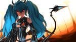  bad_id bad_pixiv_id blue_hair busou_shinki doll_joints evil glowing glowing_eye grin observerz pointy_ears red_eyes robot slit_pupils smile solo tail twintails valona 