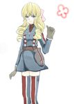  blonde_hair blue_eyes bread_(pixiv92852) drill_hair long_hair military military_uniform pink_ribbon ribbon senjou_no_valkyria senjou_no_valkyria_1 skirt susie_evans thigh-highs thighhighs uniform 