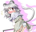  animal_ears baerun blush grey_hair jewelry mouse_ears mouse_tail nazrin panties pendant short_hair skirt skirt_lift solo tail touhou underwear 